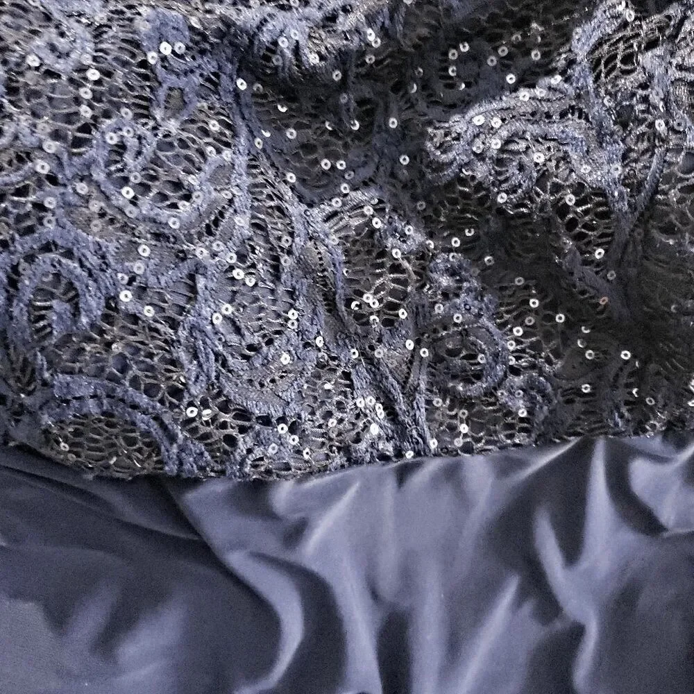 RM Richards Royal Blue Sequin Bodice Sleeveless Long Lined Formal Dress Size 14W - Picture 8 of 9